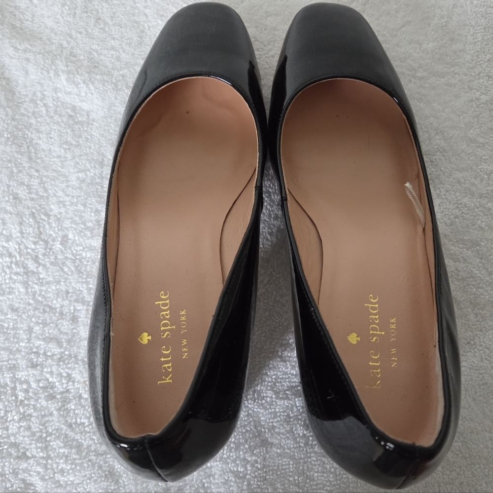 Kate Spade Charlize Glitter Heel Pumps Women's Size 7.5 Patent Leather Black - Picture 5 of 15